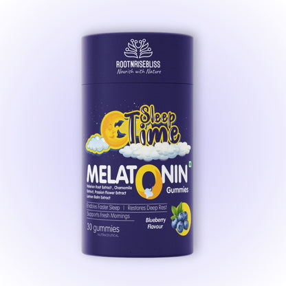 Sleep Time Melatonin Blueberry Gummies | 5mg Melatonin + Valerian + Chamomile | Fall Asleep Faster, Reduce Stress & Improve Sleep Quality | Vegan, Gluten-Free | 30 Sleep Gummies