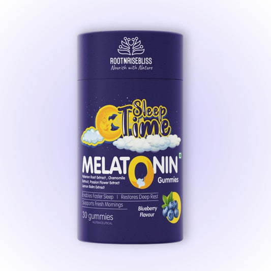 Sleep Time Melatonin Blueberry Gummies | 5mg Melatonin + Valerian + Chamomile | Fall Asleep Faster, Reduce Stress & Improve Sleep Quality | Vegan, Gluten-Free | 30 Sleep Gummies