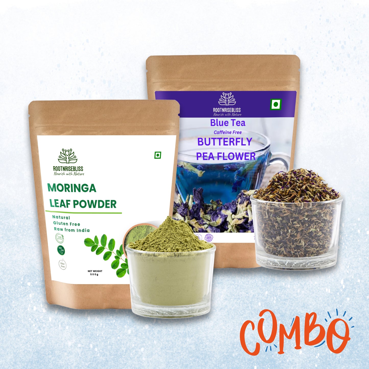 Moringa Powder (500g) + Butterfly Pea Flower (100g) Combo