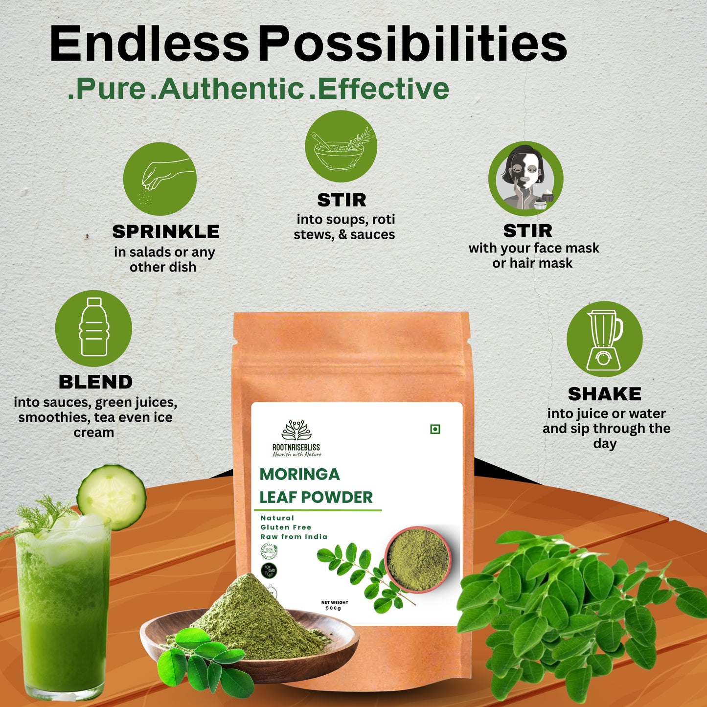 Amla Powder (500g) + Moringa Leaf Powder (500g) Combo Pack