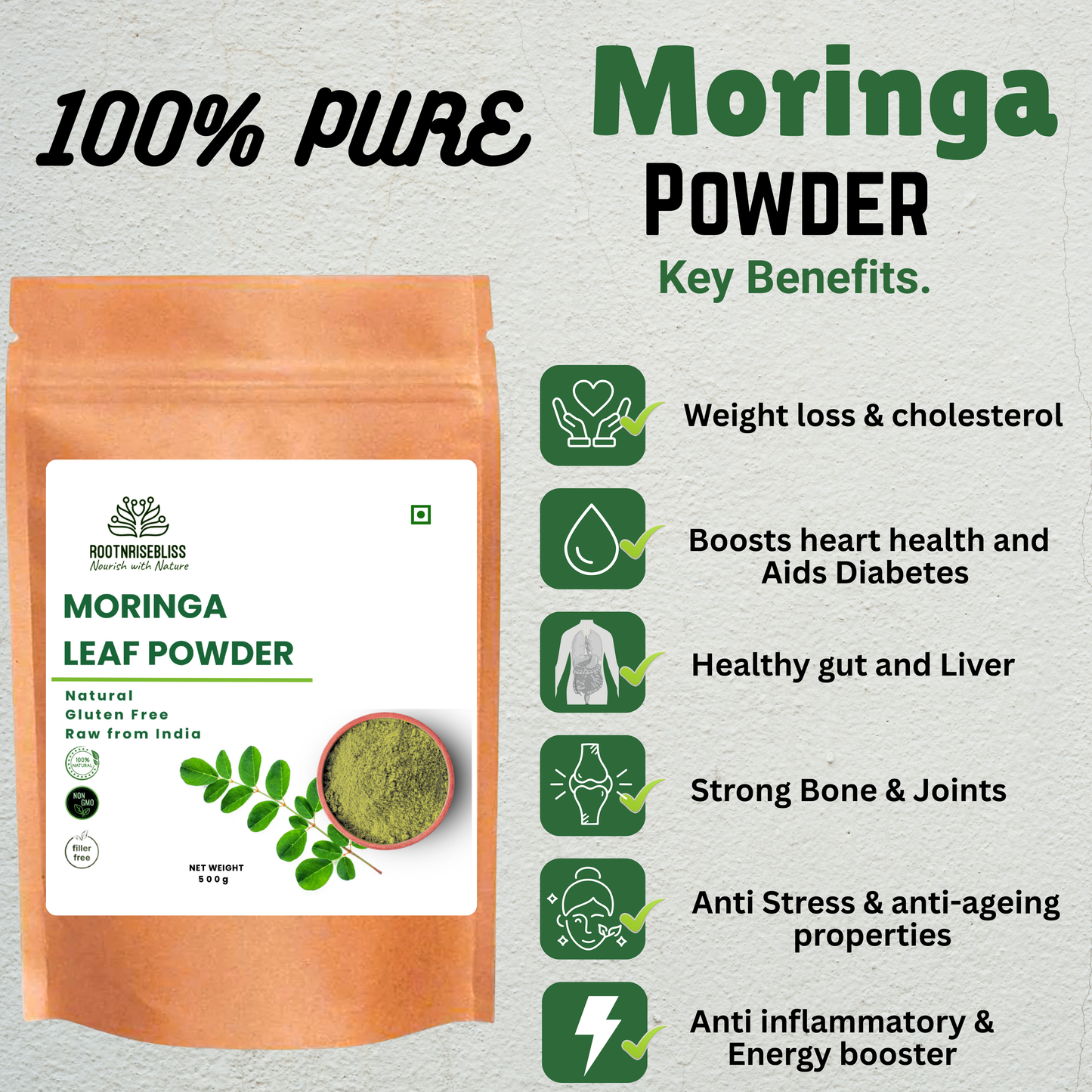 Moringa Powder (500g) + Fenugreek Seed Powder (500g) Combo