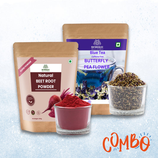 Beetrooot Powder (500g) + Butterfly Pea Flower (100g) Combo
