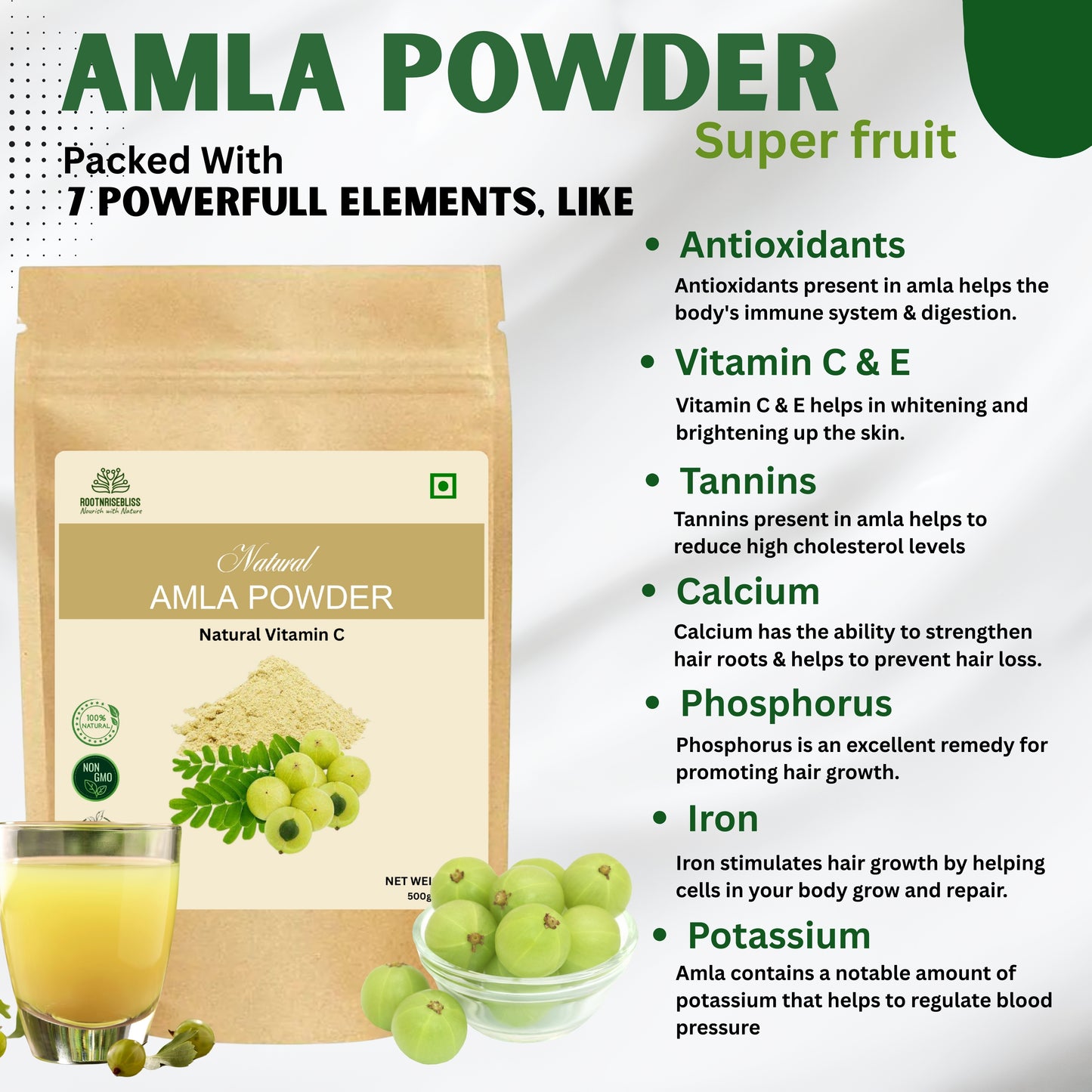 Amla Powder (500g) + Moringa Leaf Powder (500g) Combo Pack