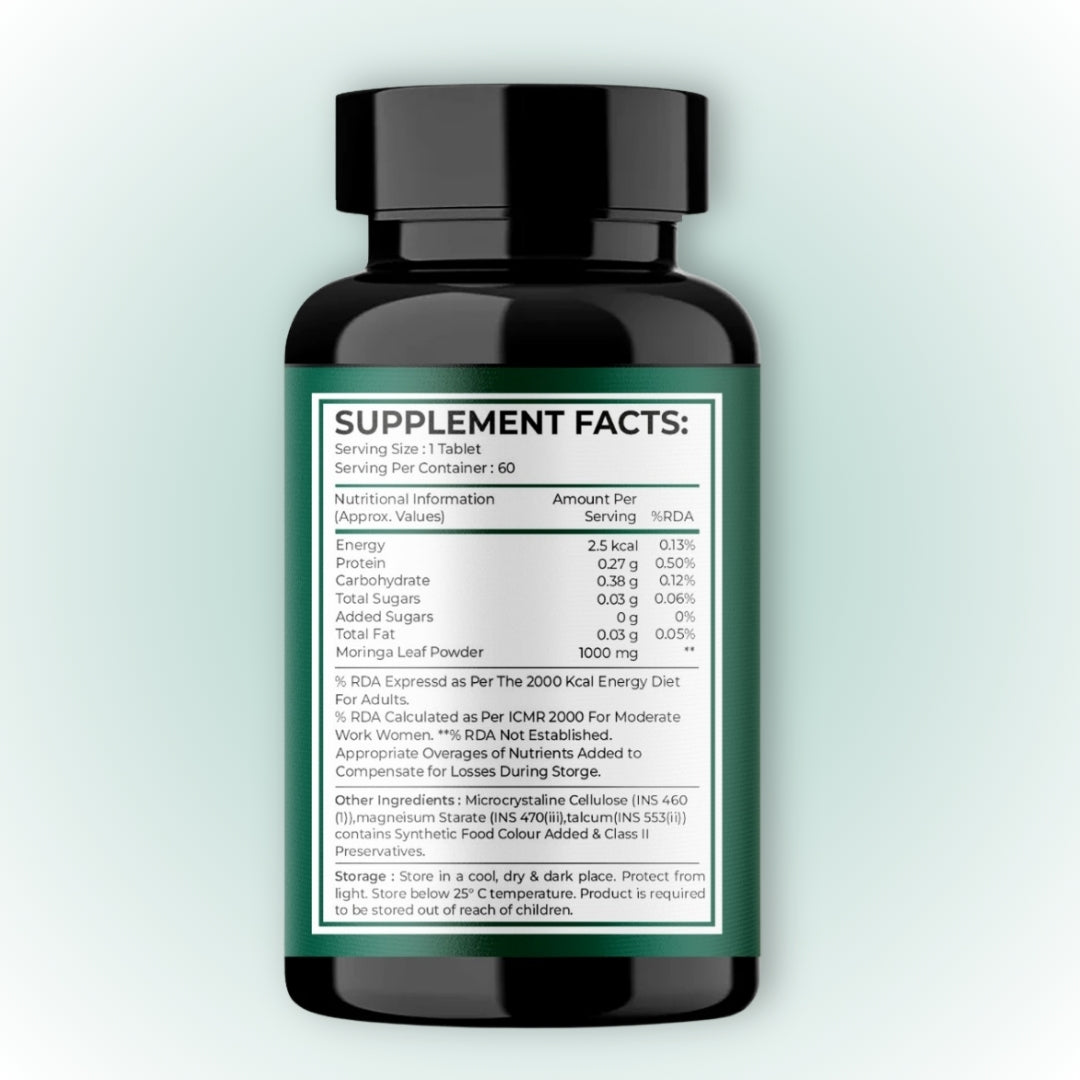 ROOTNRISEBLISS Moringa Tablets – 60 Natural Tablets | Rich in Vitamins, Minerals & Antioxidants | Daily Energy, Detox, Immunity & Overall Wellness Supplement | Natural Herbal Superfood for Men and Women