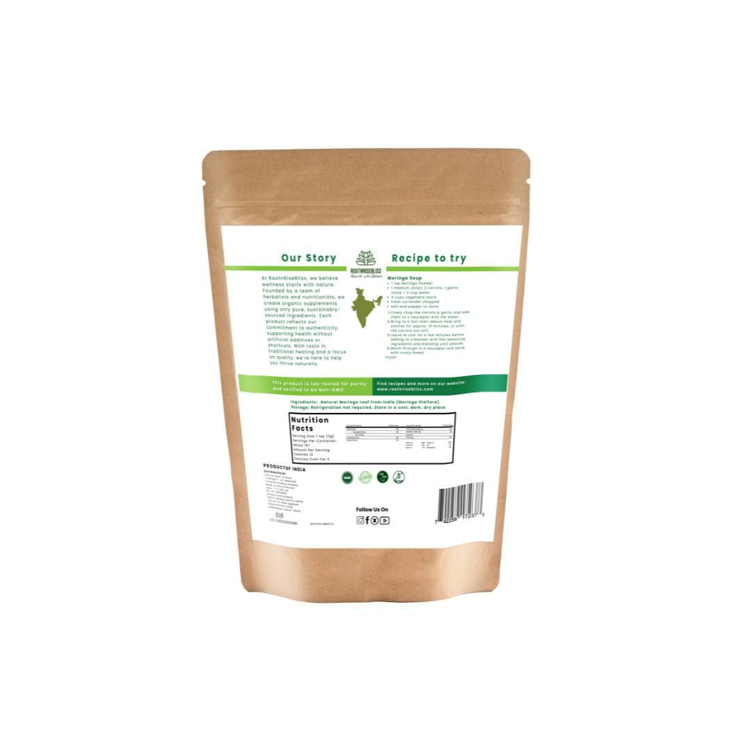 Moringa Leaf Powder, Easily Mixes in Drinks & Smoothies BackSide